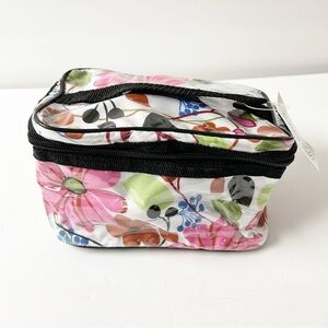 NEW Marshall Fields Floral Zip Top Makeup Bag (missing one pull)
